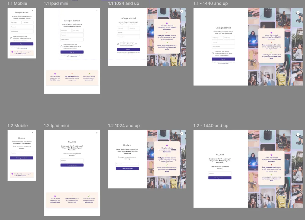 Sign-up flow designs