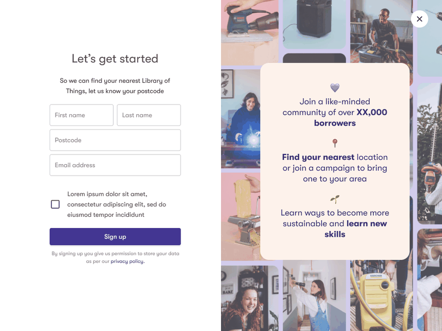 Revised two-step sign-up flow